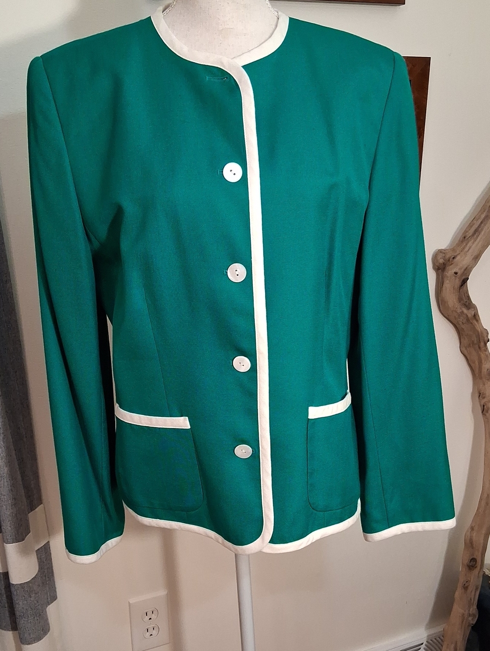 Vintage Talbots Teal Jacket with White Trim